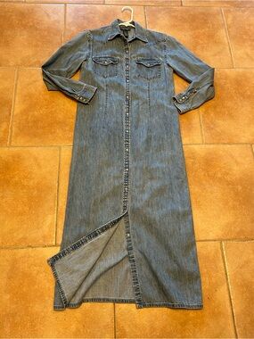 Ralph Lauren women small vintage Denim Midi Shirt snap Dress